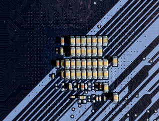 Close-Up of SMD Capacitors on a Motherboard