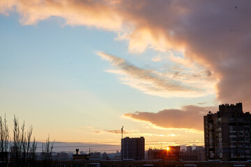 Sunset Over City Skyline