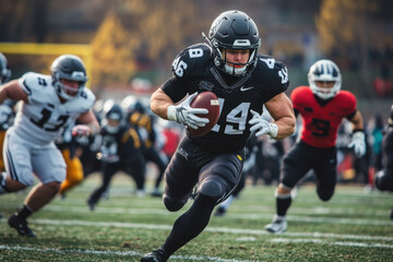Professional Football Player Running with the Ball