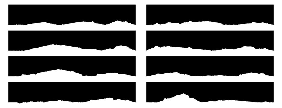 Set of header, top divider shape with ripped paper edge, jagged edge effect