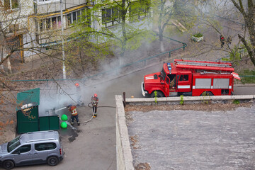 Firefighters responding to a fire incident