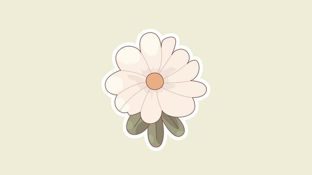 Daisy Animation Loop with Soft Beige Background in 4K