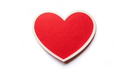 Fototapeta premium A red heart-shaped sticker is placed on a white background