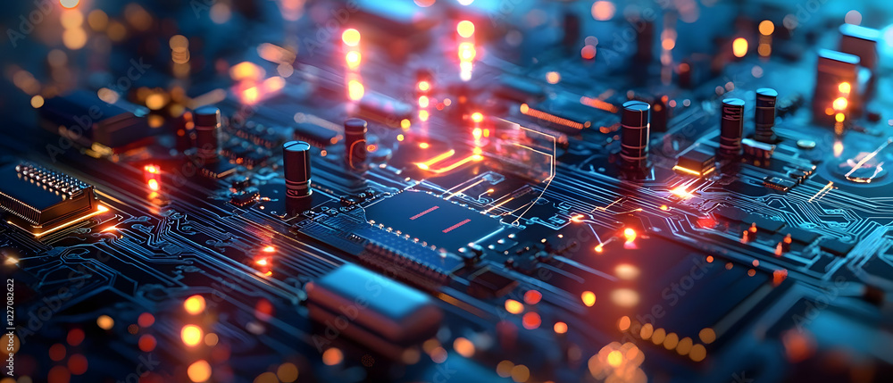 Poster abstract circuit board futuristic technology processing background