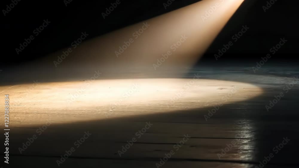 Poster a spotlight is shining on a dark background. the light is focused on a single point, creating a sens
