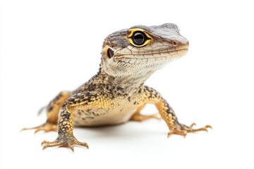 Obraz premium Close-up of a small lizard on white background