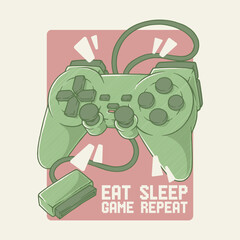 green joystick retro cartoon illustration