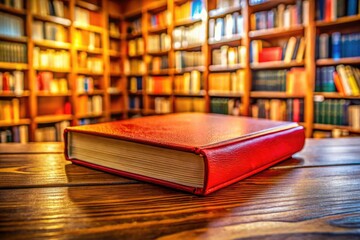 Crimson spines ignite panoramic vistas: breathtaking red-edged book photography.