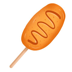 hot dog, Gamja Hotdog Illustration, Korean Gamja Hotdog Design, Delicious Korean Corn Dog Art, Crispy Gamja Hotdog Clip art, Tasty Gamja Hotdog Illustration