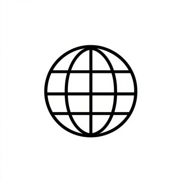 Outline of a globe with latitude and longitude lines displayed on a plain background. Generative AI