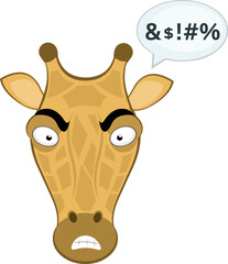 Obraz premium vector illustration emoji head character giraffe cartoon, with a speech bubble and insult text