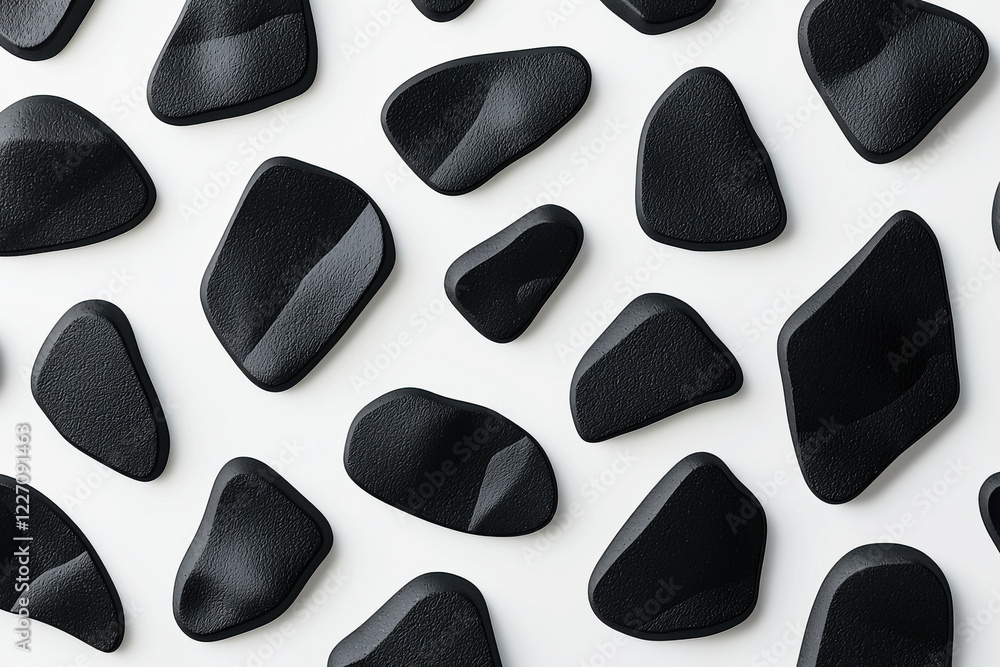 Poster minimalist abstract pattern with irregular black shapes on a white background showcasing modern desi