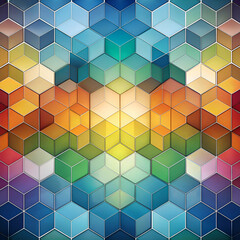 Obraz premium Abstract Geometric Pattern with Colorful Cubes. Digital Art