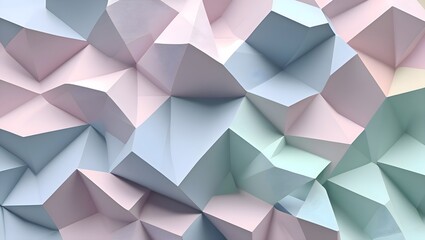 Obraz premium Seamless geometric pattern with modern polygonal shapes in pastel tones 