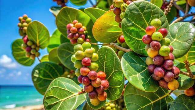 Florida's native seagrape (Coccoloba uvifera), a salt-tolerant Polygonaceae, thrives along the coast.  Stunning photography captures its beauty.