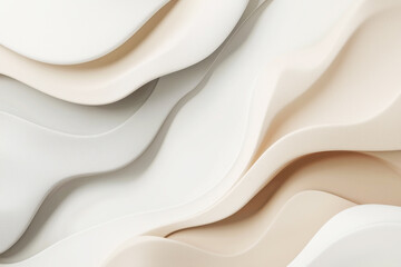 Obraz premium Minimalist fluid design featuring organic shapes in neutral tones on a clean white background