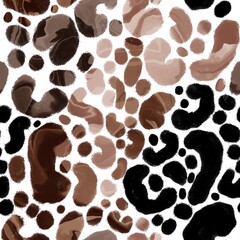 Abstract Digital Watercolor Furry Leopard Cheetah Panther Animal Skin Seamless Pattern Isolated Background