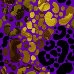 Abstract Digital Watercolor Furry Leopard Cheetah Panther Animal Skin Seamless Pattern Isolated Background