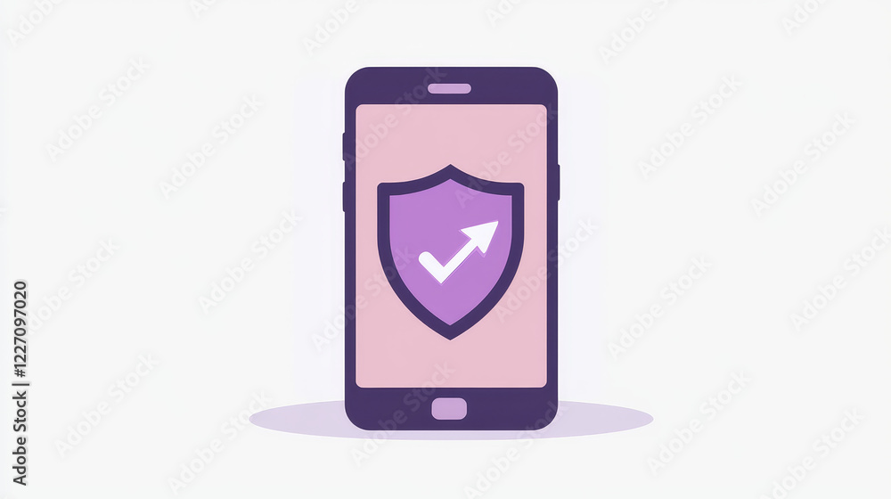 Poster secure mobile system software update color line icon. mobile phone driver upgrade, smartphone softwa