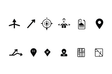 Minimalist Map  Location Icons &ndash; Thin Line Vector Stroke