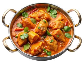 Fototapeta premium High-resolution PNG: Spicy Indian chicken curry, vibrant culinary image, isolated for food photography needs.