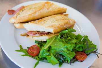 Rolls with meat and salad