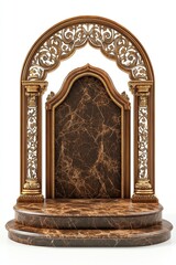 Ornate Wooden Archway with Marble Stage Display