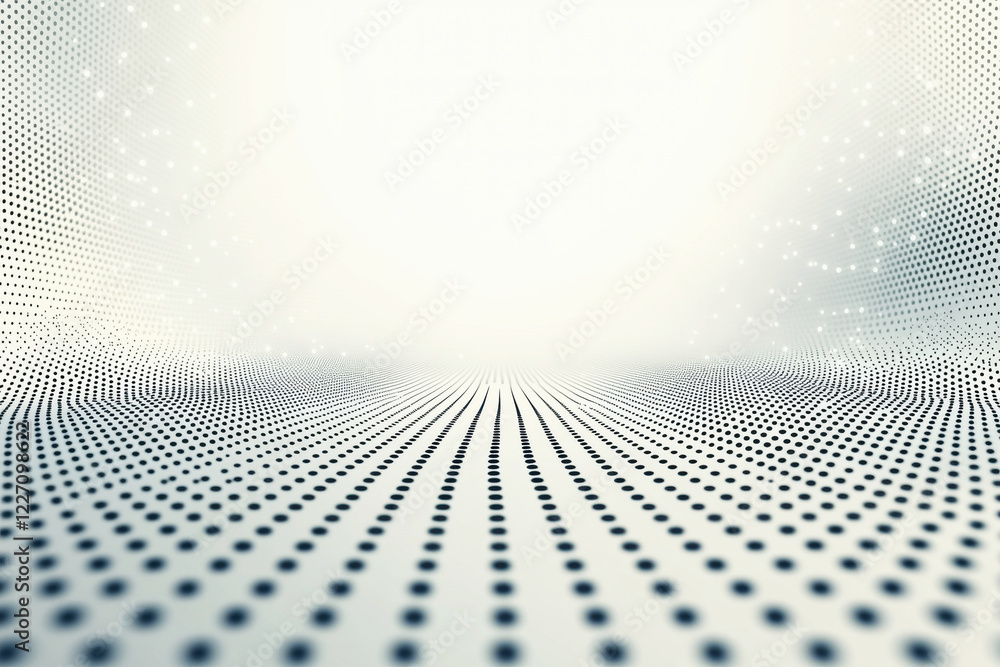 Poster minimalist pattern of dots creating a gradient effect on a light gray background enhancing visual sy