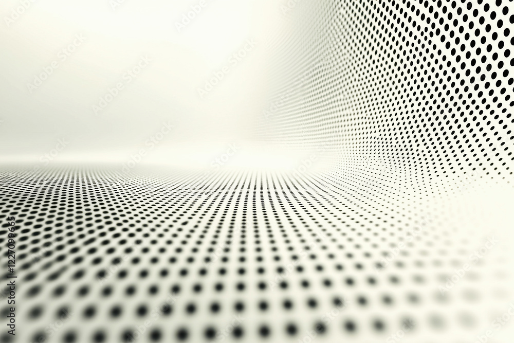 Poster minimalist dot pattern creating a gradient effect on a light gray background in high resolution with