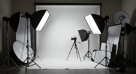 Professional Photography Studio Setup with Lighting Equipment
