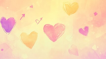 Pastel hearts, romantic background, design element, love concept