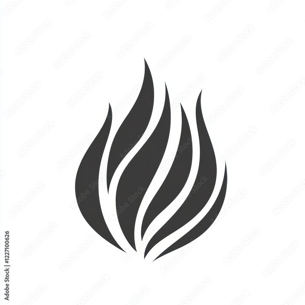 Poster flame icon design showcasing stylized fire elements in sleek black and white for modern graphic appl