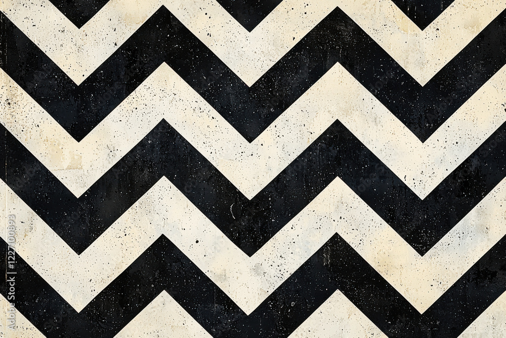 Poster monochrome scandinavian chevron pattern showcasing minimalist design with bold black and white strip