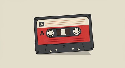 Fototapeta premium Retro Cassette Tape Illustration Red and Black Design