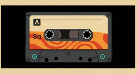Fototapeta premium Retro Cassette Tape Art Print Vintage Music Design