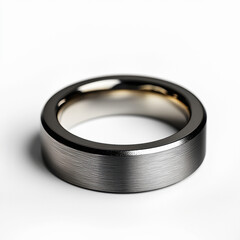 Minimalist titanium ring with brushed matte finish showcased against a pure white background highlighting contemporary design