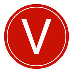 Letter v symbol element with red circle transparent background png, logo v red design © DLC