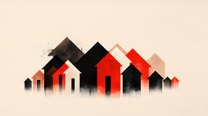 Urban housing development cityscapes abstract art modern architecture colorful design contemporary viewpoint