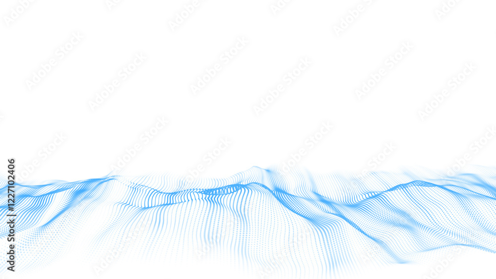 Poster futuristic technology wave. digital cyberspace. abstract vector wave with moving particles. big data