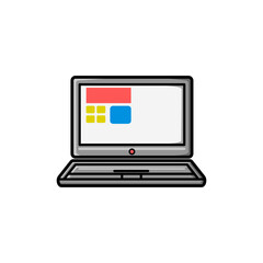 Illustration of a Laptop with User Interface Elements