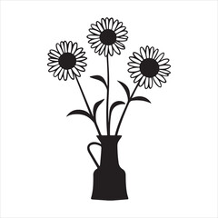 A daisy bouquet with three daisies vector design.