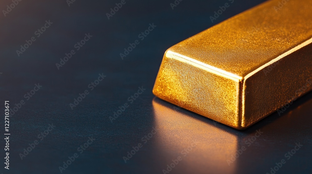 Poster close-up of gold bar resting on sleek black surface minimalistic and clean image creating striking c