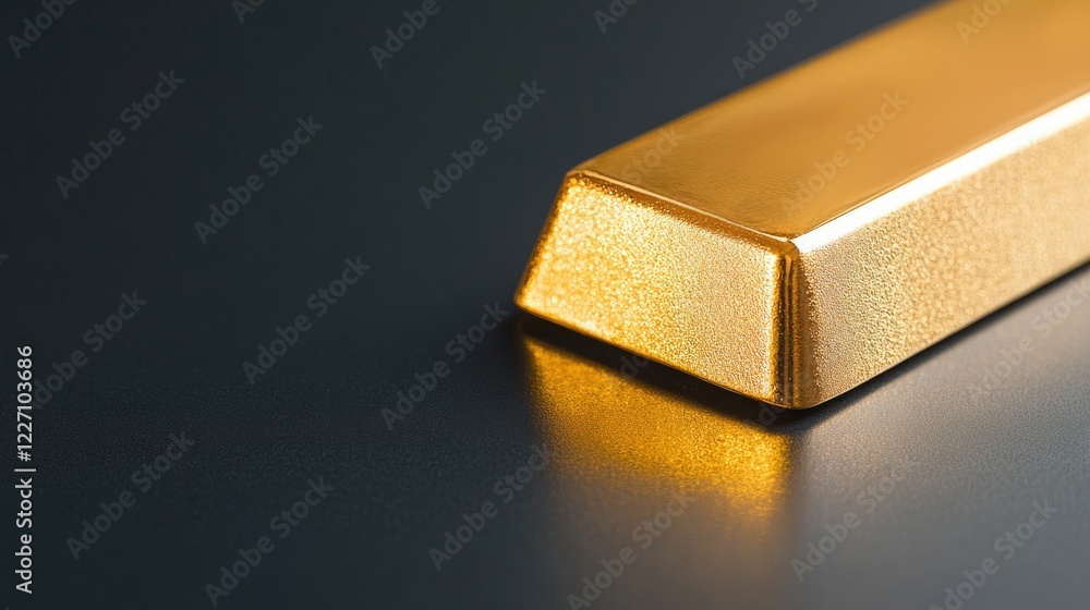 Poster close-up of gold bar resting on sleek black surface minimalistic and clean image creating striking c