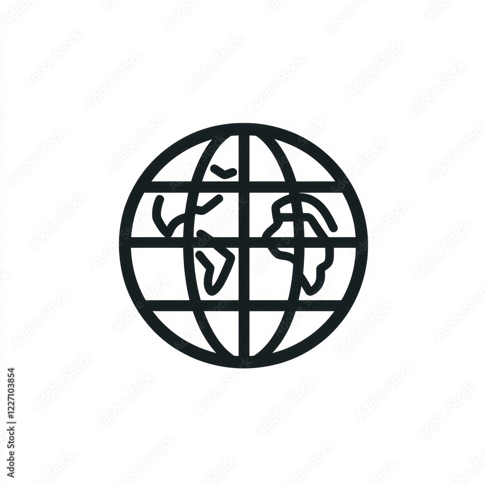 Poster detailed illustration showing the globe with continents outlined, representing global connectivity a