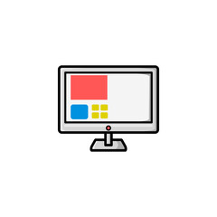 Flat Design Computer Monitor Illustration
