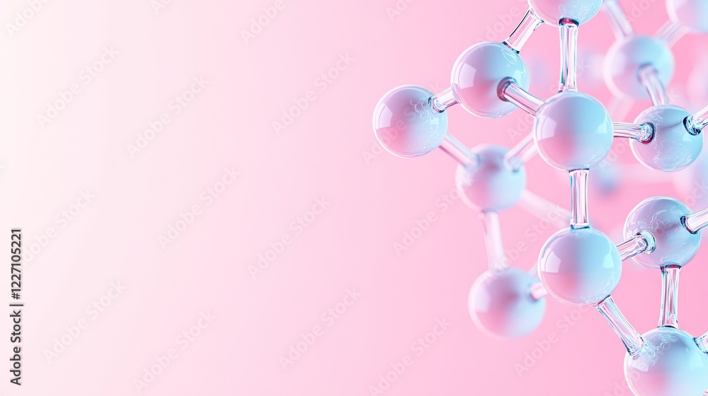 Poster conceptual 3d illustration of molecular structures forming protective shield symbolizing vaccine eff