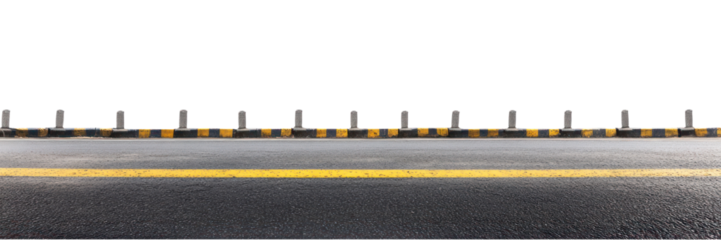 PNG Real asphalt road barrier yellow empty.