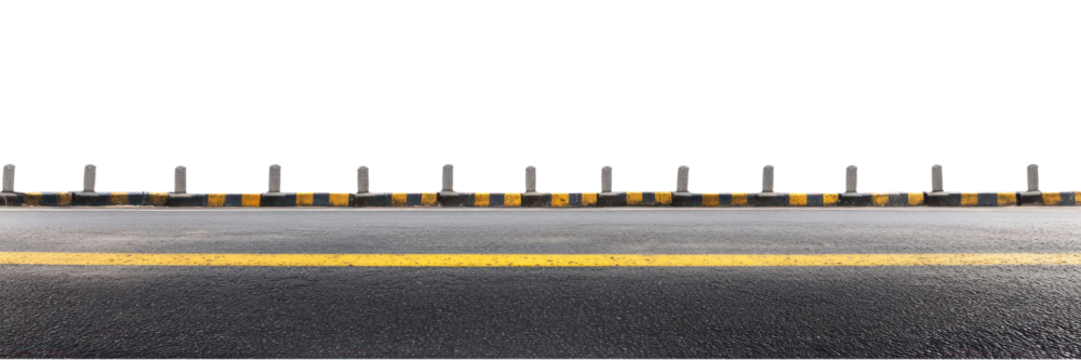 PNG Real asphalt road barrier yellow empty.