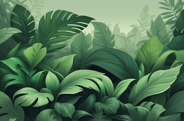 Vibrant Tropical Jungle with Lush Green Plants