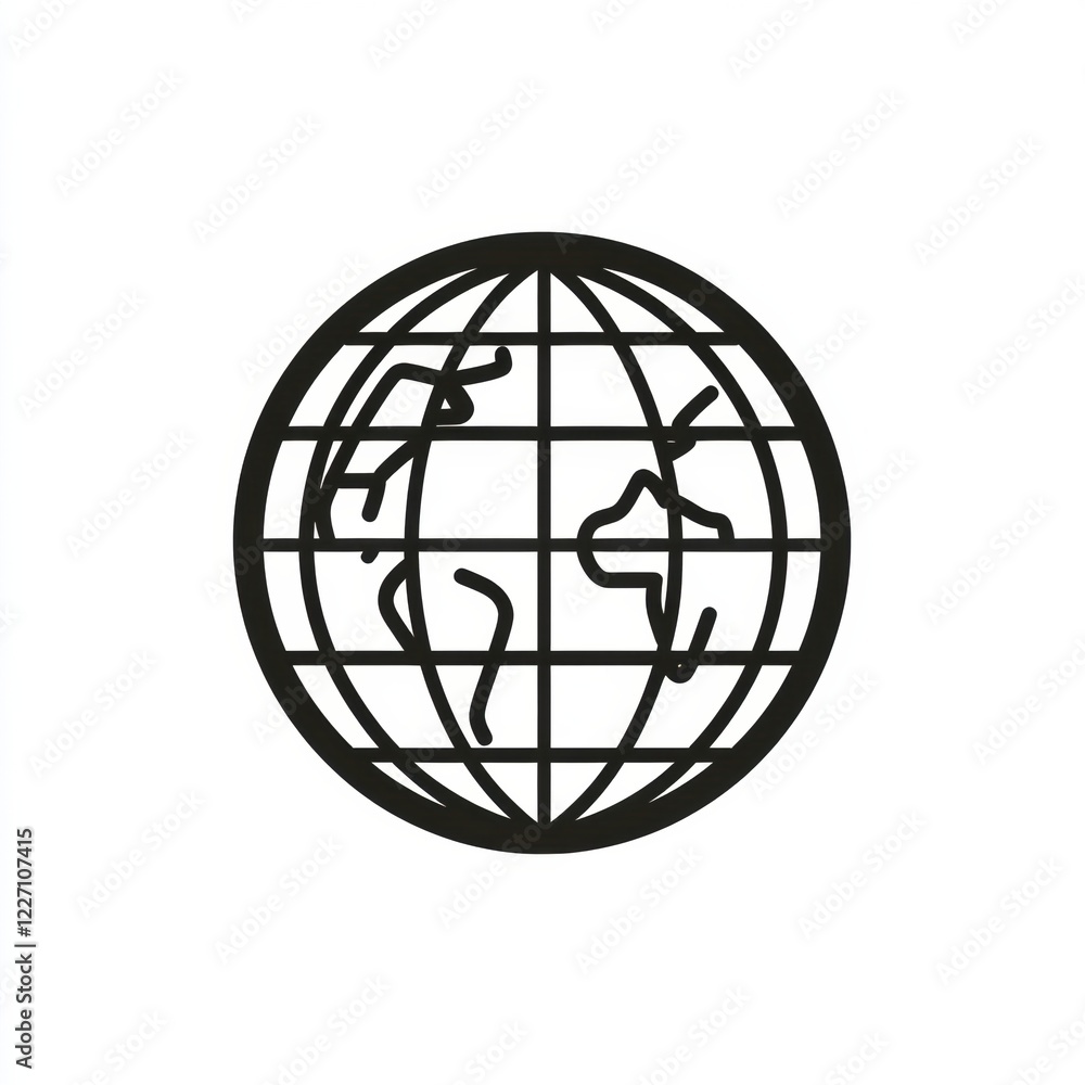 Poster minimalist black and white globe design representing global connection and geography in modern art s